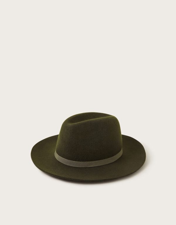 Monsoon Wool Fedora Hat Green