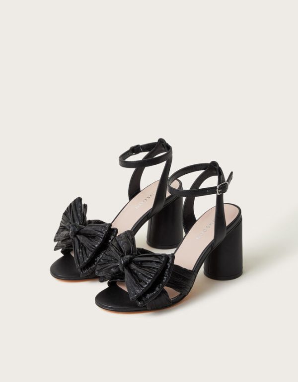 Monsoon Ruby Bow Heel Sandals Black