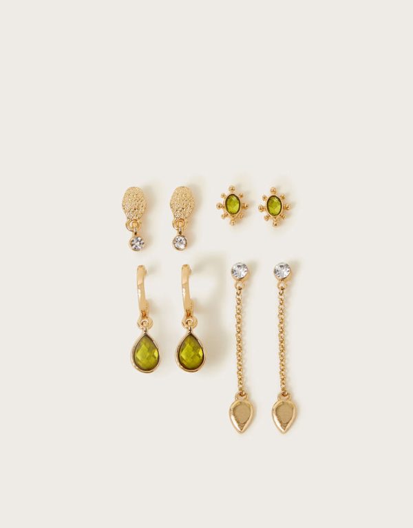 Monsoon Gemstone Stud Drop Earrings 4-Pack