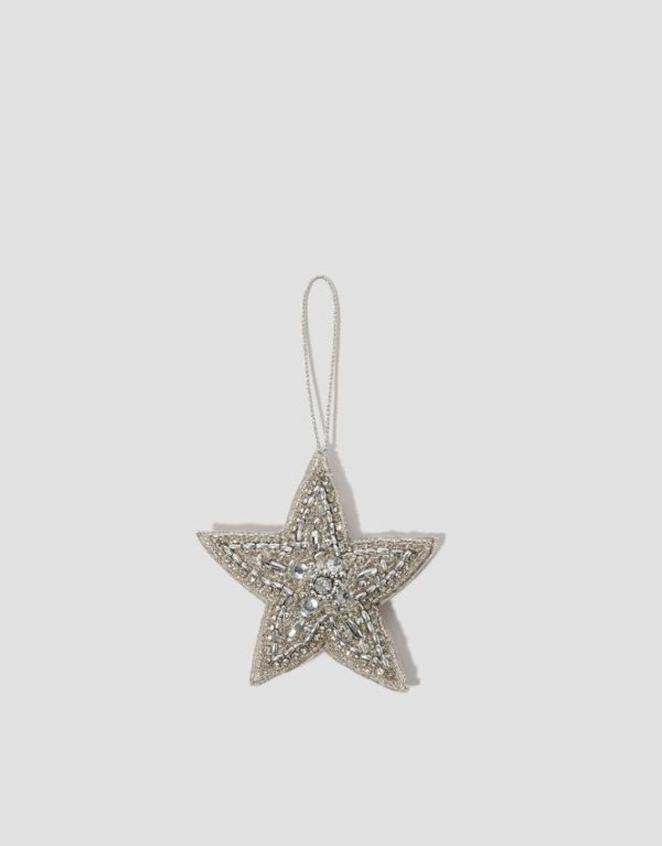 Monsoon Embellished Star Christmas Tree Decoration Silver