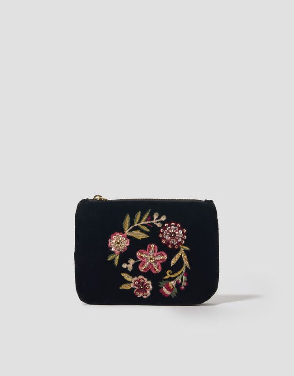 Monsoon Floral Embellished Velvet Coin Purse