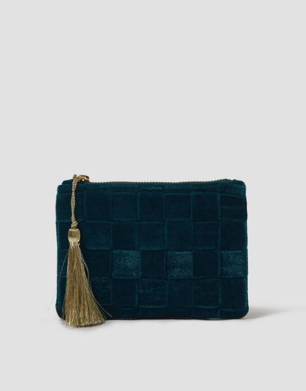 Monsoon Woven Velvet Coin Purse Teal