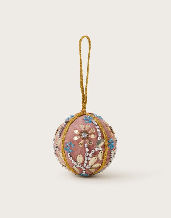 Monsoon Floral Embellished Velvet Bauble Pink