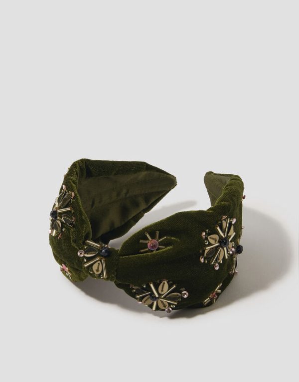 Monsoon Embellished Velvet Knot Headband