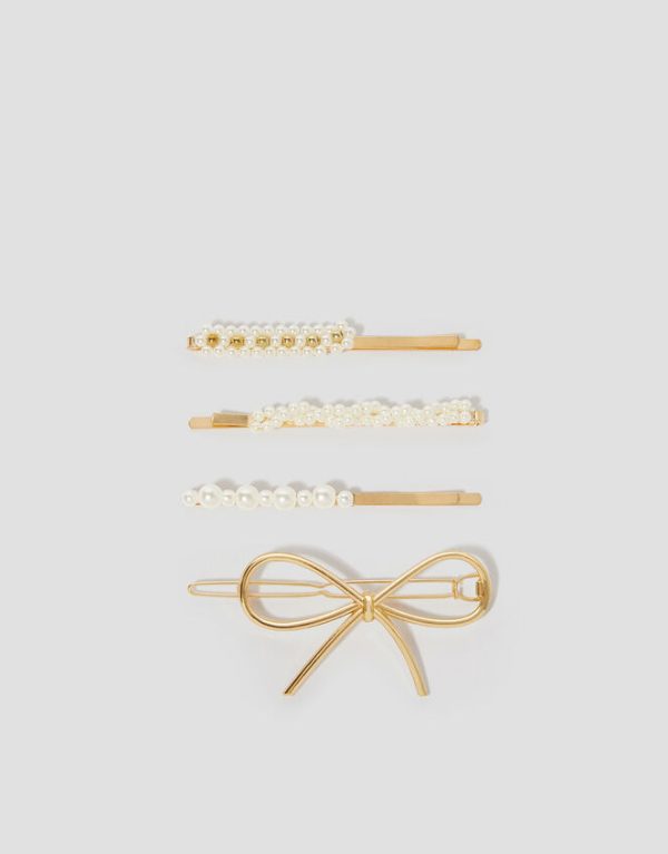 Monsoon Pearl Bow Hair Clips 4-Pack