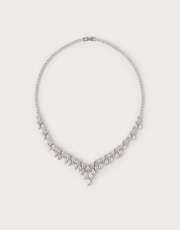 Monsoon Diamante Leaf Necklace