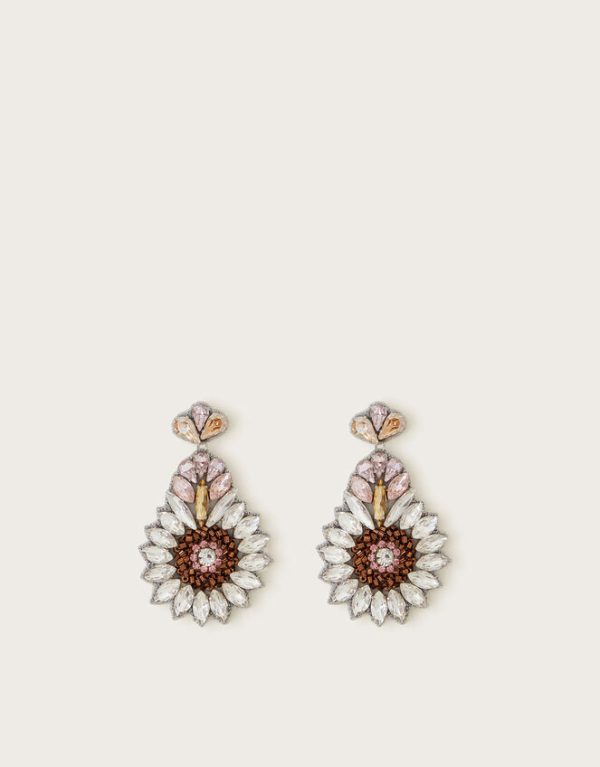 Monsoon Gemstone Floral Drop Earrings - Image 2