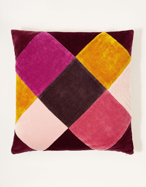 Monsoon Diamond Check Velvet Cushion