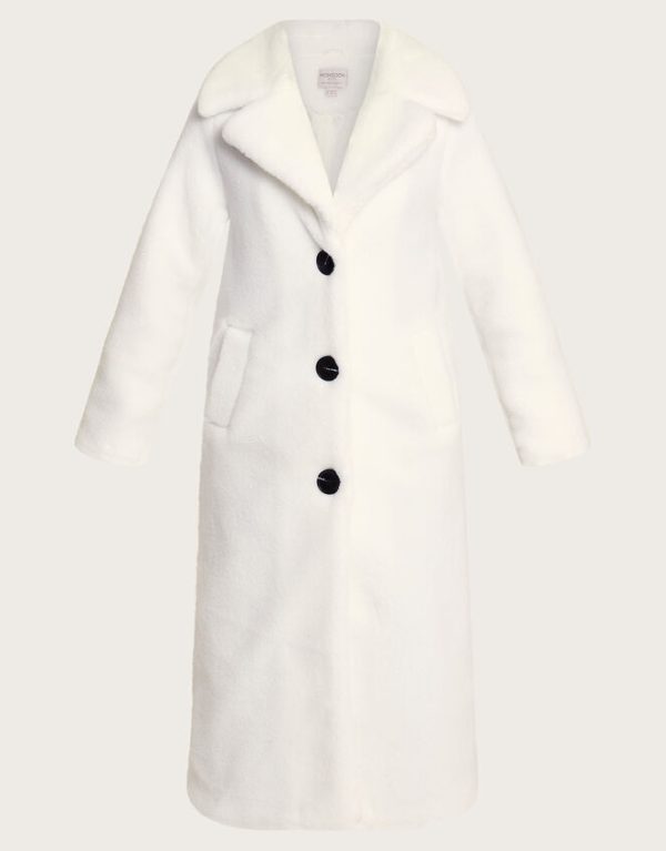 Monsoon Trinity Long Teddy Coat Ivory - Image 5