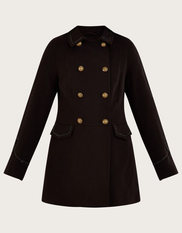 Monsoon Myla Military Detail Coat Black - Image 4