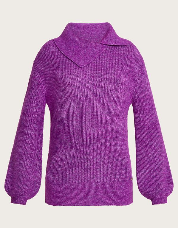 Monsoon Super-Soft Rib Splice Neck Jumper Purple - Image 5