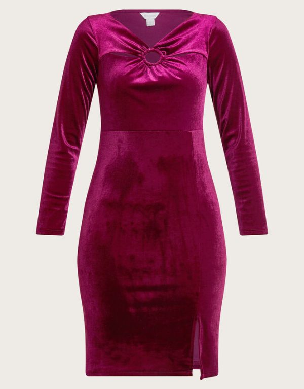 Monsoon Cece Velvet Shift Dress Red - Image 5