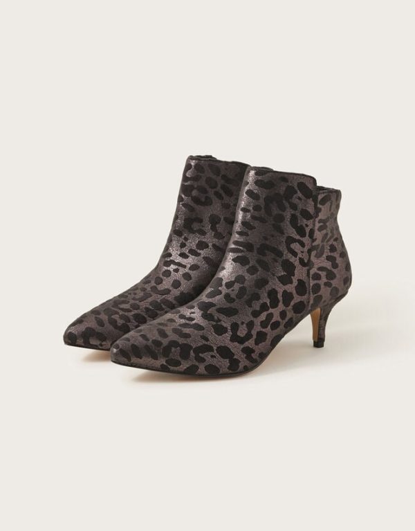 Monsoon Leopard Ankle Boots Bronze