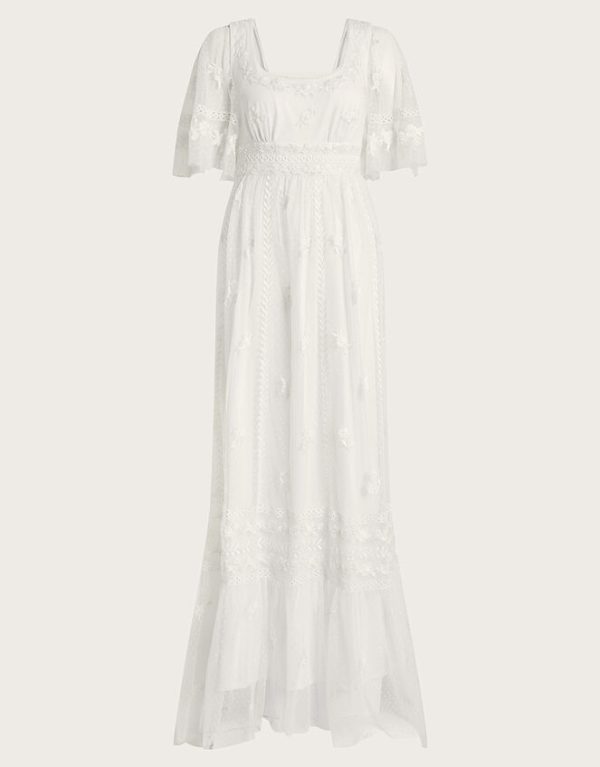 Monsoon Julita Embroidered Lace Bridal Dress Ivory - Image 5