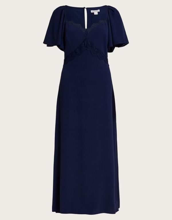 Monsoon Charlotte Crepe Maxi Dress Blue - Image 5