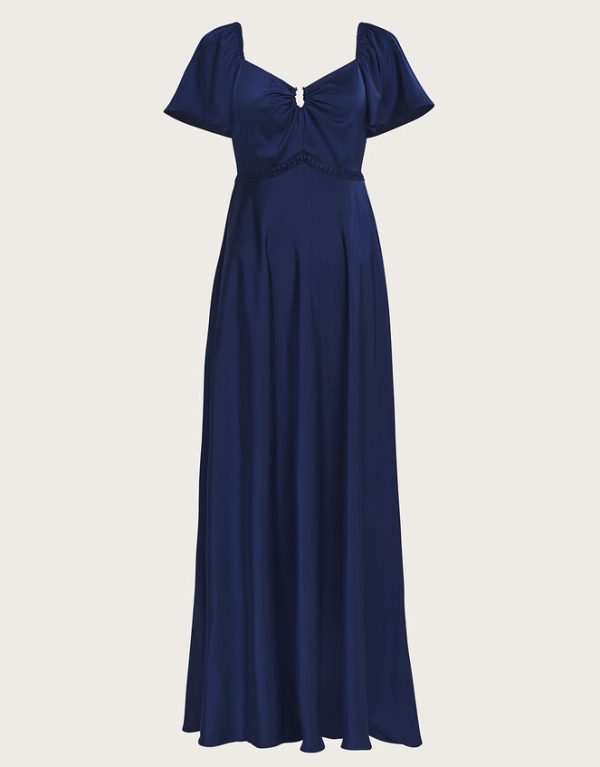 Monsoon Savannah Satin Maxi Dress Blue - Image 5