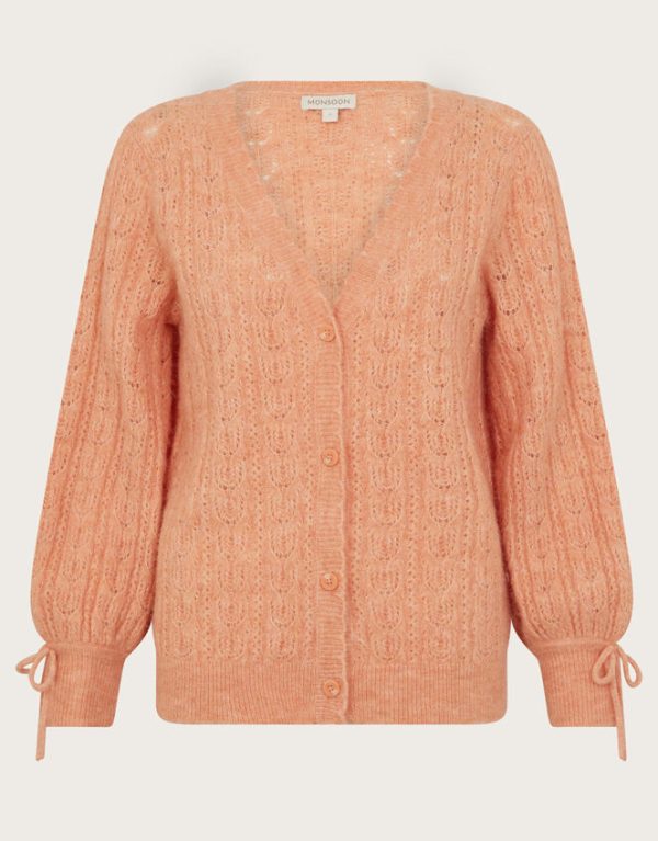 Monsoon Super-Soft Pointelle Cardigan Orange - Image 5