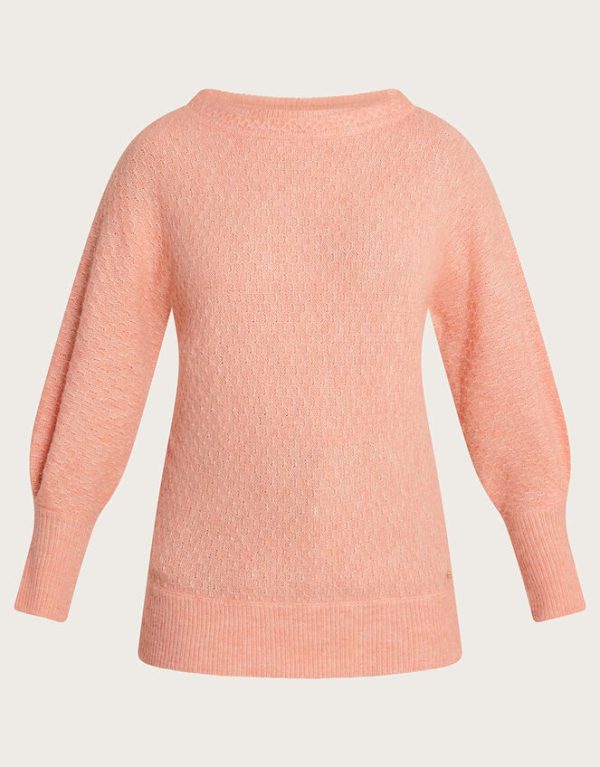 Monsoon Supersoft Pintuck Sleeve Jumper Orange - Image 5