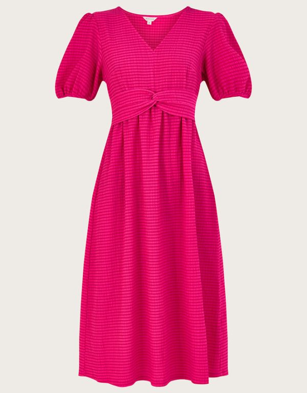 Monsoon Twist Detail Jersey Midi Dress Pink - Image 5