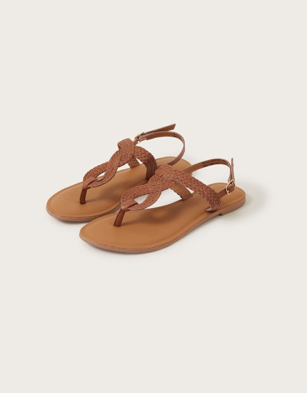 Monsoon Leather Twist Toe Post SandalsTan