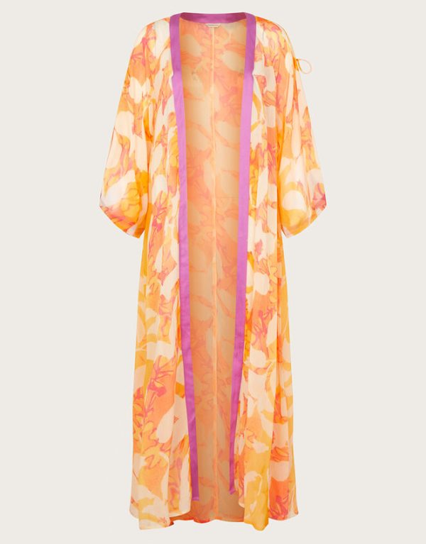 Monsoon Orange Abstract Print Longline Kimono - Image 5