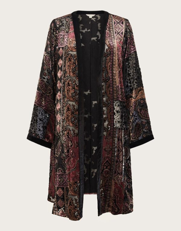 Monsoon Dahlia Velvet Kimono Black - Image 6