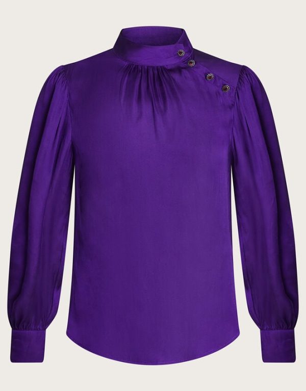 Monsoon Holly Satin Blouse Purple - Image 5