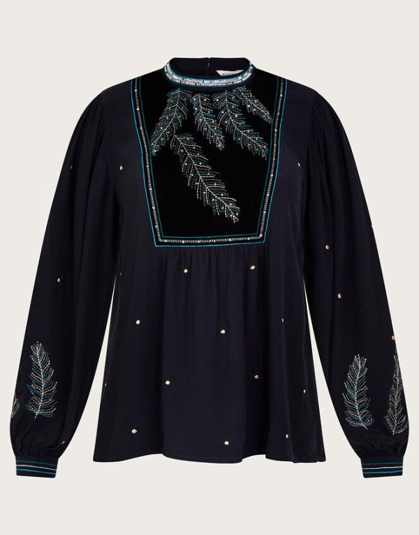 Monsoon Casey Embroidered Blouse Black - Image 5