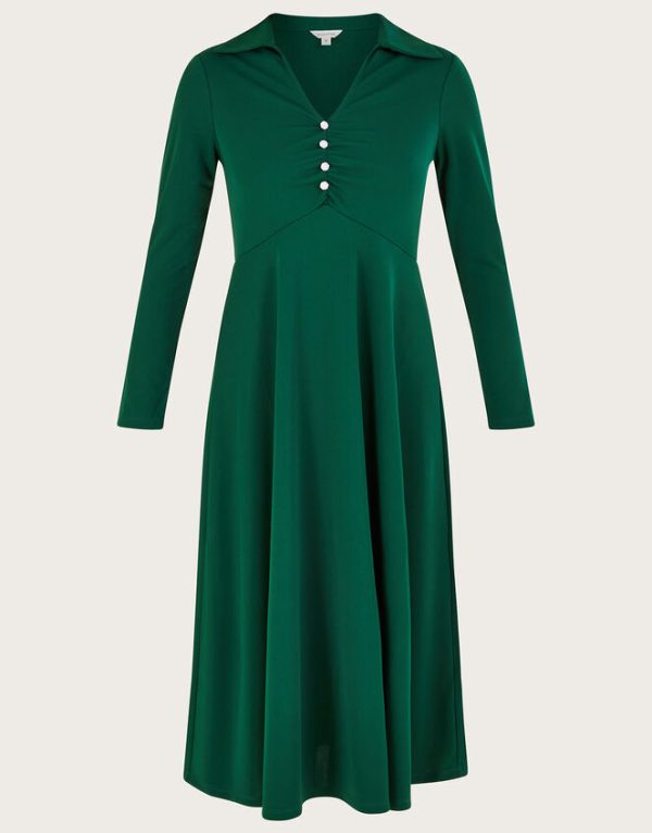 Monsoon Collared Jersey Dress Green - Image 5