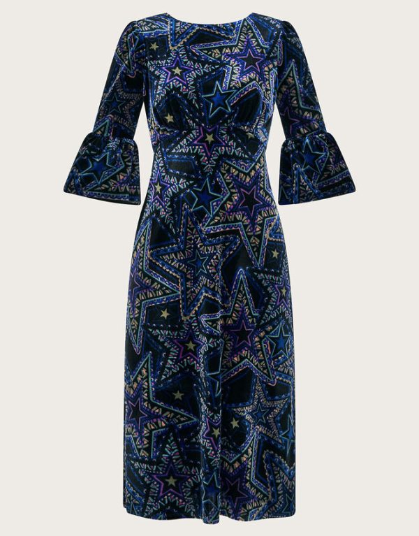 Monsoon Serenity Velvet Dress Black - Image 5