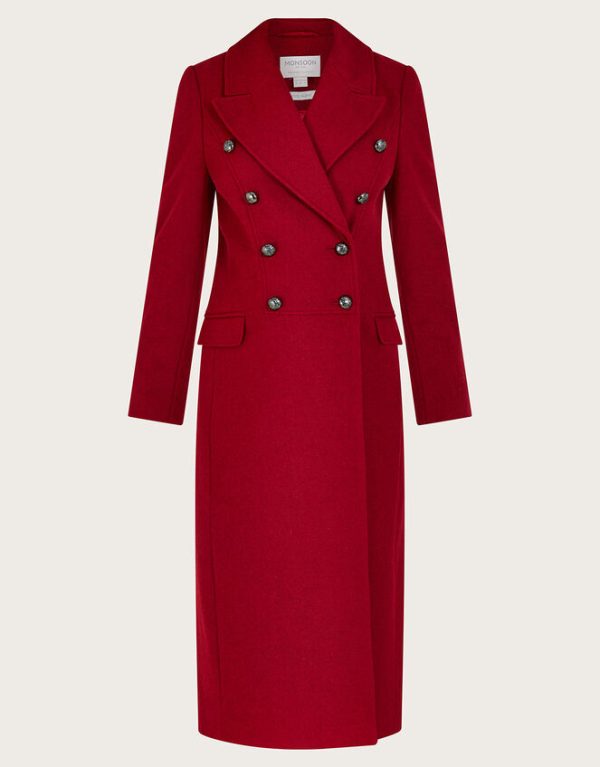 Monsoon Daria Double-Breasted Coat Red - Image 6