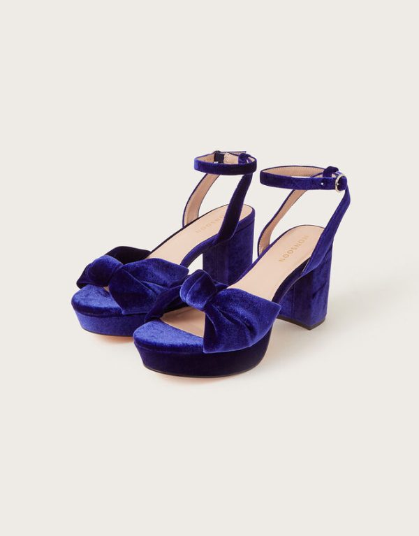 Monsoon Velvet Knot Heels Blue