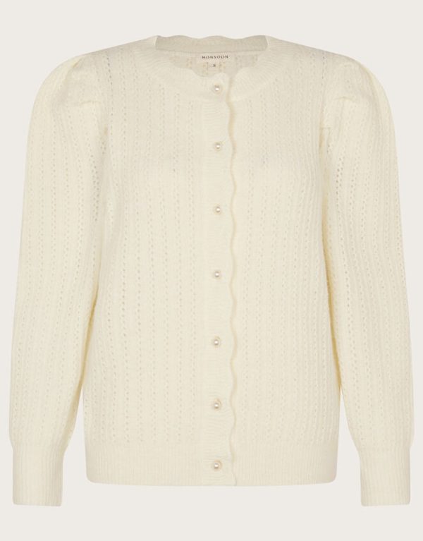 Monsoon Puff Sleeve Cardigan Ivory - Image 5