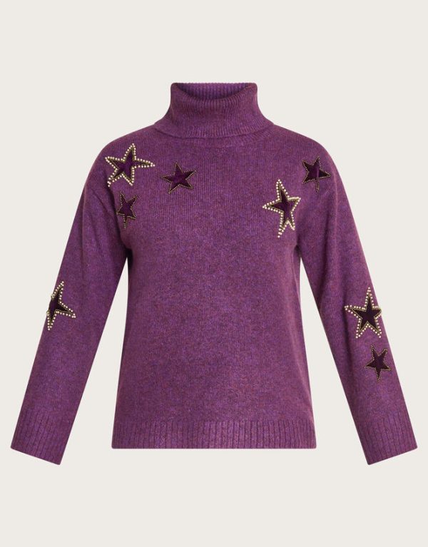 Monsoon Sophia Star Jumper Purple - Image 5