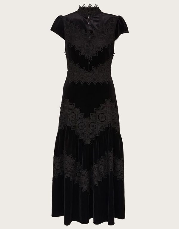 Monsoon Valentina Velvet Lace Dress Black - Image 6