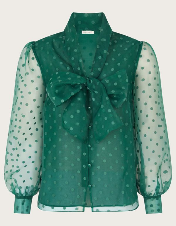 Monsoon Rosa Spot Blouse Green - Image 5