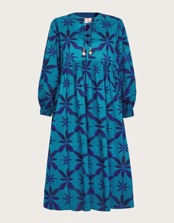 Monsoon La Galeria Elefante Smock Dress Blue - Image 6