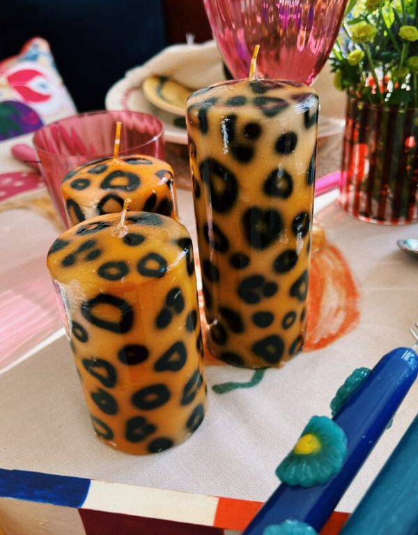 Monsoon Anna and Nina Large Leopard Print Pillar Candle - Image 2