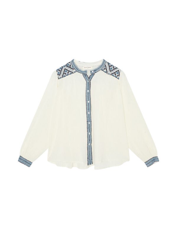 Monsoon Maison Hotel Geometric Embroidered Blouse Ivory - Image 7