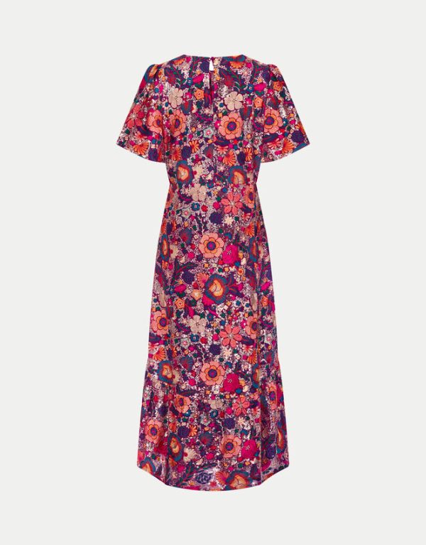 Monsoon East Floral Print Midi Dress Multi - Image 6