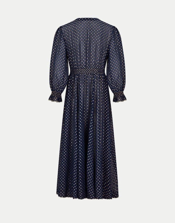 Monsoon East Polka Dot Dress Blue - Image 5