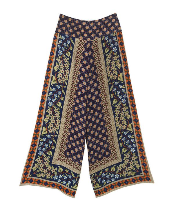 Monsoon One Hundred Stars Tile Print Palazzo Trousers Blue - Image 6