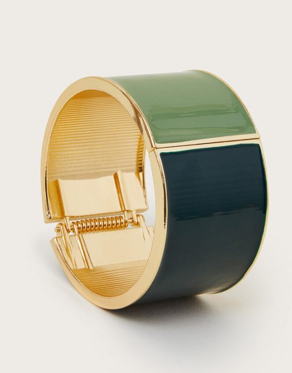 Monsoon Two Tone Cuff Bracelet Green - Image 2