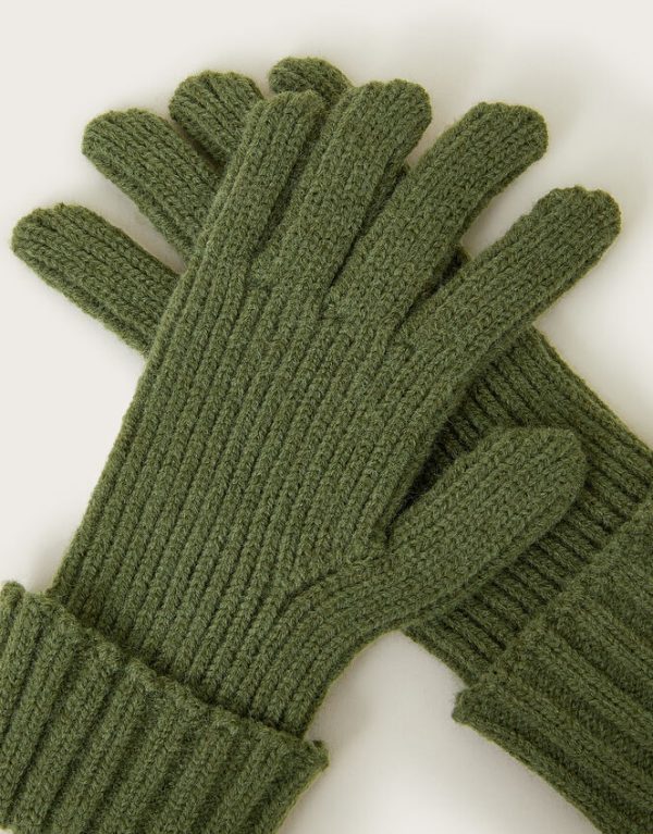 Monsoon Maddy Chunky Knit Gloves Green - Image 2