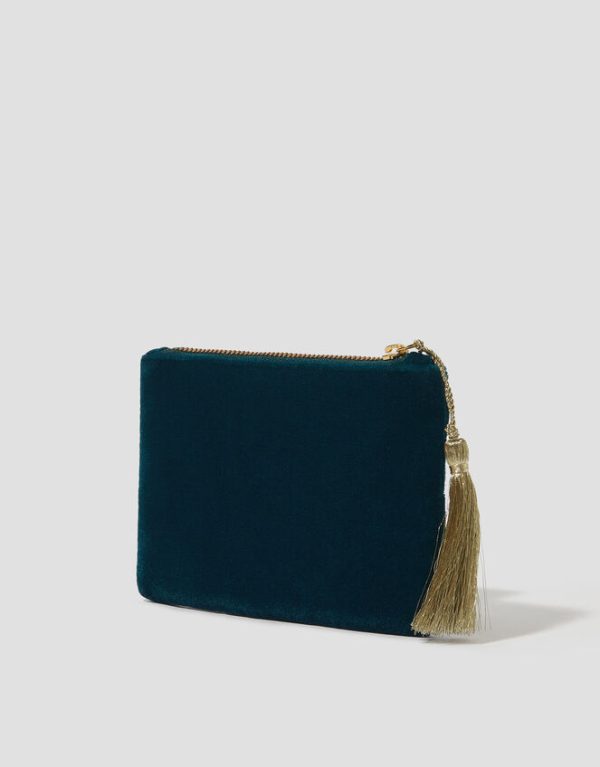 Monsoon Woven Velvet Coin Purse Teal - Image 2