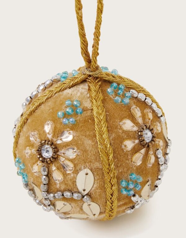 Monsoon Floral Embellished Velvet Bauble Gold - Image 2