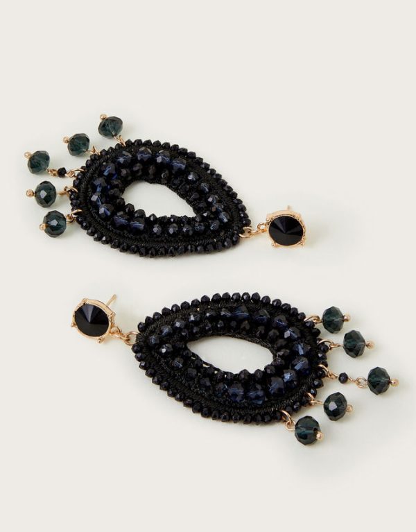 Monsoon Oval Beaded Drop Earrings - Image 2