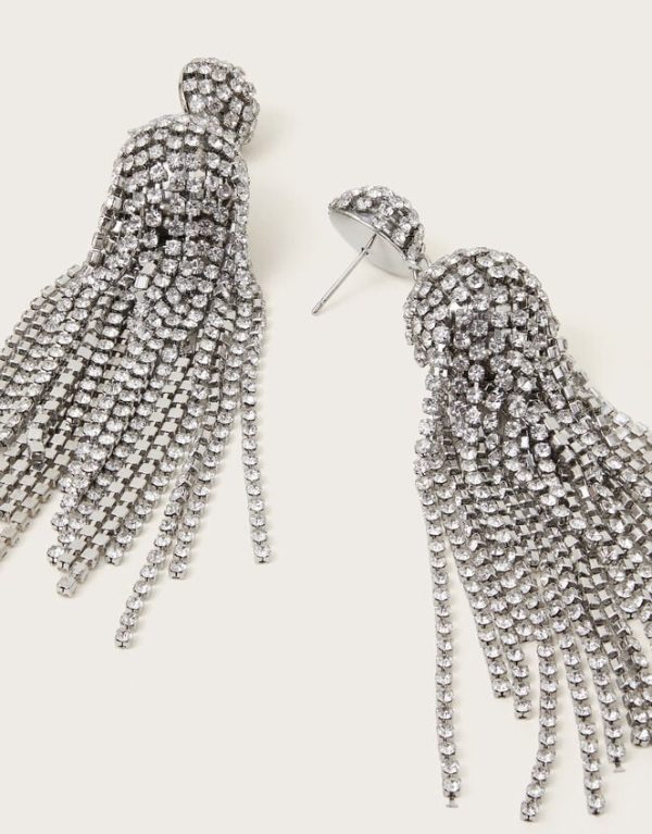 Monsoon Diamante Tassel Drop Earrings - Image 2