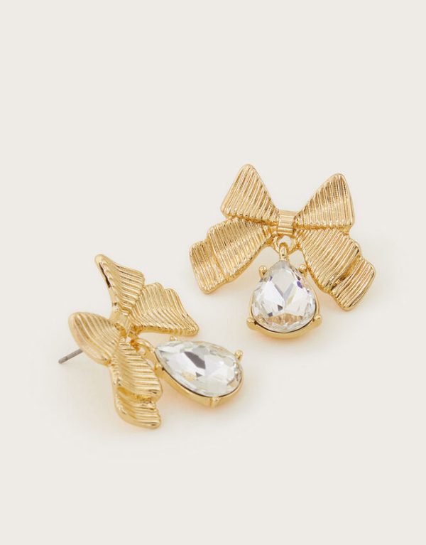 Monsoon Gem Drop Bow Stud Earrings - Image 2