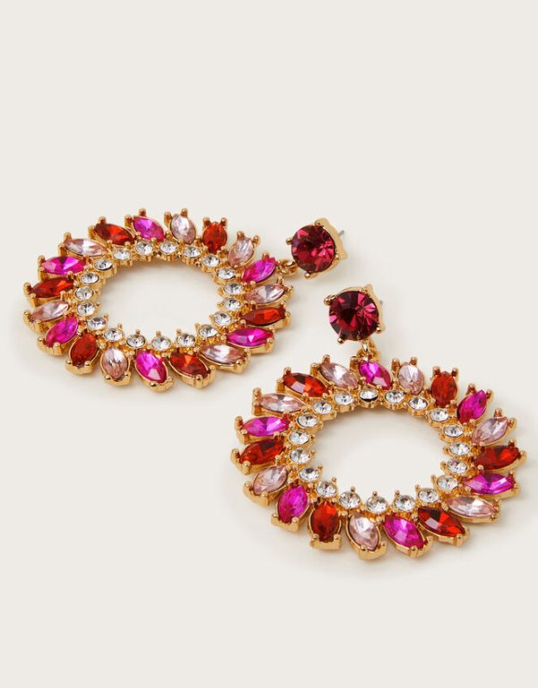 Monsoon Gemstone Hoop Drop Earrings - Image 2